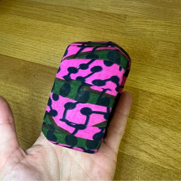 Pink green ribbon wide cuff bangle square bracelet 80s neon bold bright wrap - Picture 4 of 4